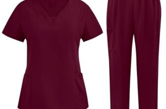 Divisa Infermiere Donna Divisa Sanitaria Set con Casacca e Pantalone Sanitaria Uniformi Infermiera Ospedaliere con Cordoncino Camice Medico Donna Set Uniforme Maglia Frontale & Pantaloni, S-XXL