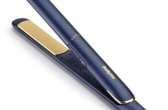 BaByliss Piastra Capelli Midnight Luxe, Piastre flottanti in Titanium-Ceramic,Pronta all’uso in 30 secondi, 3 Impostazioni di temperatura fino a 235°C, blu, 2516PE