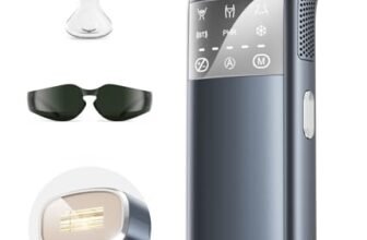 Epilatore Luce Pulsata a quattro impulso, doppia luce, zaffiro 2°C Depilazione Indolore, 16,6 cm² di comfort, modalità PHR & 4X efficace e AI APP per peli resistenti, veloce e sicuro (Blu Navy)