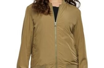 URBAN CLASSICS Giubbotto Bomber da Donna con Polsini a Coste, Giacca a Vento Leggera, Giubbottino Bomber a Maniche Lunghe con Cerniera e Tasche, Colore: Khaki, Taglia: L