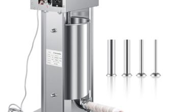LEEVOT Insaccatrice Elettrica Macchina per Salsiccia Verticale Acciaio Inox (15 L, 240 W, Pedale, tubi di riempimento 16/22/32/38 mm)