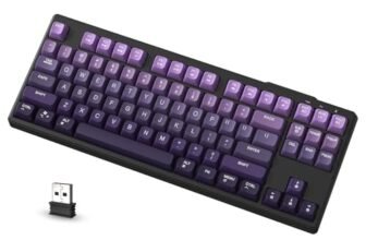ATTACK SHARK X FREEWOLF M87 Tastiera da Gioco Wireless all’80%, TKL RGB SA Tastiera PBT Bluetooth/2.4Ghz, Batteria da 4000 mAh per Mac/Win, Ufficio/Giochi, QWERTY – Sfumatura Viola