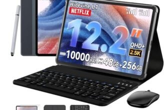 TABWEE T60 Tablet 12 Pollici con Tastiera – Android 16, 48 GB RAM+ 256 GB ROM, 10000 mAh, 16 MP+8 MP, 1600 * 2400 QHD+, WideVine L1, Gemini AI, GPS, Tablet in Offerta con SIM (4 Anni Garanzia)
