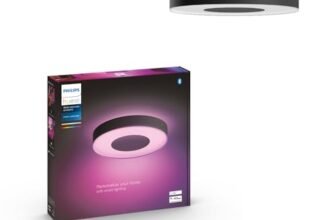 Philips Hue White and Color Ambiance Infuse, Plafoniera Smart, Grande, Lampada Smart con Bluetooth, 52.5 W, Lampada da Soffitto con App, Nera
