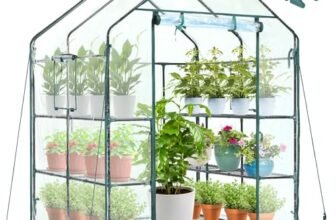 Ohuhu Serra da Giardino Serra Esterni con Copertura in PVC Trasparente Migliorata, Camminare in Serra 3 livelli con 12 Ripiani, Serra per Orto per Piante, Fiori, Verdure Crescita, 145x145x195 cm