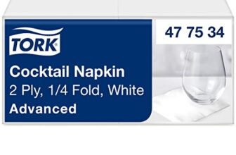 Tork Tovagliolo da cocktail bianco, 1/4 di piega a 2 strati, 24 cm x 24 cm, 200 tovaglioli, 477534