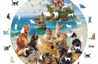 Iconic Puzzles – Gattini al Mare, puzzle in legno 100% sostenibile, Regali per Bambini e Adulti, taglia S, 200 Pezzi
