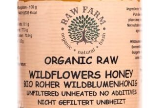 Raw Farm – Miele di Fiori Selvatici Bio 900 g – 100% Naturale, Non Filtrato, Crudo, Non Pastorizzato, Direttamente dall’Alveare