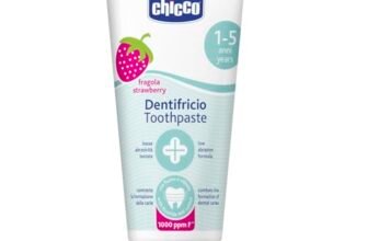 Chicco Dentifricio Bambini alla Fragola Delicato sui Dentini, Bassa Abrasività, con Fluoro e Xilitolo, Senza Conservanti, Contrasta la Formazione delle Carie e Rimuove la Placca – 50 ml, 1+ Anni