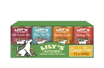 Lily’s Kitchen Scatolette di cibo umido naturale per cani adulti, ricetta senza cereali, confezione assortita (12 x 400g può)