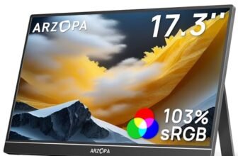 ARZOPA Monitor Portatile 17,3 Pollici con Schermo 1920×1080 FHD IPS 300 cd/m² 103% sRGB, HDMI/Type-C/USB-C, Doppio Altoparlante per Laptop/PC/Mac/PS5/Xbox – A1M