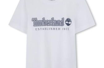 Timberland T60212 Maglietta da ragazzo, Bleu marine/blanc, 5 anni