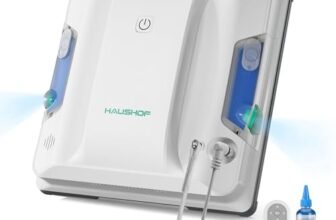 HAUSHOF Robot Lavavetri Finestre, Design Compatto, Doppi Ugelli con Spruzzo Ultrasonico, Percorso Intelligente, 3 Modalità di Pulizia, Trasduttore di Pressione Stabile
