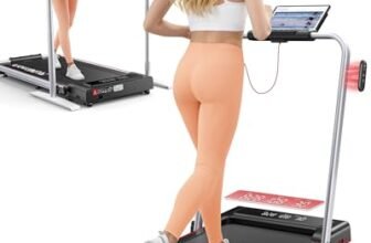 Tapis Roulant Elettrico Piehevole, 6 IN 1 Tapis Roulant Salvaspazio, Inclinazione 9%, 12 km/h, 2.5HP, Tapirulan con 2 Display LED, APP, Due Modalità di Controllo (Silver/Yellow)