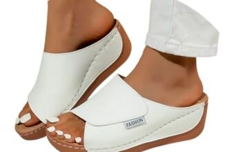 Ciabatte Donna Estive 2026 Comode Riposanti Per Casa Gelato Mare Sandali Da Con Tacco Scarpe Plantare Zeppa Ortopediche Pantofole Fascite Estivi Sughero Zoccoli White Spiaggia,36-43