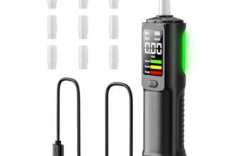 ELESKY Etilometro ricaricabile USB-C – tester digitale con LCD, BRAC mg/L, 10 bocchini, test rapido, contatto/non contatto, per auto e feste