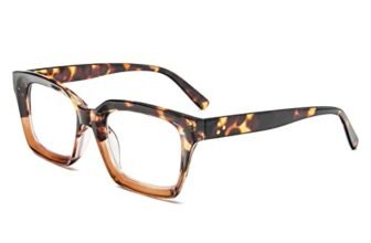 MMOWW Occhiali da Lettura Rettangolari – Oversized Square Frame Anti Luce Blu Occhiali donna uomo (Tartaruga, +1.5)