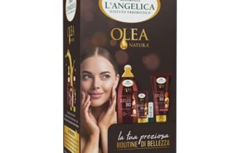 L’Angelica, Olea Kit, Cofanetto Regalo con Bagnoschiuma, Crema Corpo, Crema Mani e Balsamo Labbra, Idea Regalo con Prodotti a Base di Olio di Argan Bio ad Azione Idratante, Vellutante e Protettiva