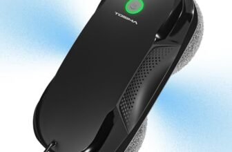 Tosima W5 Robot Lavavetri Finestre, Robot Pulisci Vetri con Doppio Spray e Aspirazione 2600-3200Pa, Lavavetri Automatico Sicurezza Tripla per Superfici Lisce Interni/Esterni (Telecomando + 8 Panni)