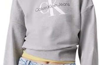 Calvin Klein Donna Felpa Monologo French Terry con Scollo Rotondo, Grigio (Heroic Grey Heather), XXL