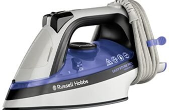 Russell Hobbs Ferro da Stiro a Vapore – Avvolgicavo salvaspazio – 2400 W, Colpo Vapore Extra 180 g, Serbatoio dell’acqua da 320 ml, Piastra in Ceramica, Funzione Autopulente, Wrap&Clip 26730-56