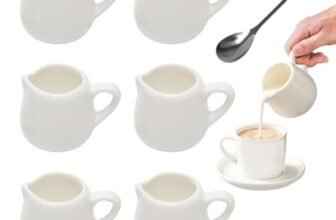 6 Pezzi Mini Brocche in Ceramica Bianca 50ml, Lattiera Piccola Ceramica con Cucchiaio, Piccole Brocche per Salsa Bianca per Latte, Caffè, Salsa, Salsa, Sciroppo