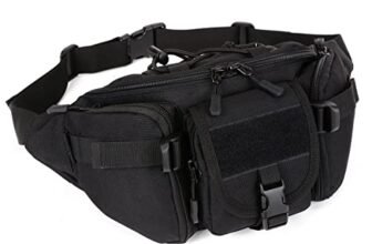 Huntvp Uomo Marsupio Tattico Sportivo Borsa Petto Militare per Campeggio Escursione Ciclismo Viaggio Trekking Outdoor, nero