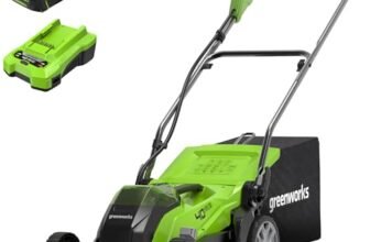 Greenworks Tagliaerba 40V G40B5, Ampiezza di Taglio 35cm, Batteria 5Ah, Caricabatteria Rapido G40C, Modello G40LM35