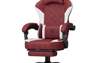 PZDO Poltrona Gaming Sedia Gamer Ergonomica con Poggiapiedi, Sedie Gaming Imbottita con Poggiatesta, Sedia Ufficio, Regalo, Adolescente, Adulto,150kg (Rosso)