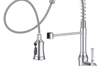 HURRAN Rubinetto Cucina Cromo, Rubinetto Lavello Cucina con 3 Modalità di Spruzzo, Rubinetto Lavello Cucina ad Arco Alto Estraibile con Rotazione a 360°per Lavelli da Cucina, Acciaio Inox