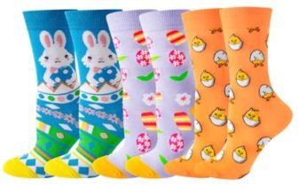 GTJEOI 3 Paia Pasqua Calzini Donna, Calzini Divertenti Regali di Pasqua per Donne, Divertenti Calzini Pasquali, Calzini Fantasia da Pasquale per Adulti, Taglia Unica, 36-43 (B1)