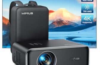 【Auto Focus/Keystone】 Proiettore WiFi Bluetooth 900ANSI 1080P Nativo Full HD, WiMiUS Proiettore 4K Supporta con Funzione Zoom Videoproiettore WiFi6 Home Cinema per Telefono/TV Stick/PS5 HDMI AV USB