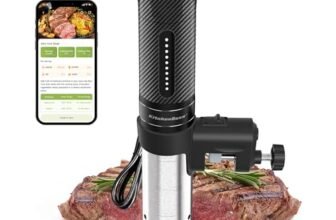 KitchenBoss WiFi Sous Vide Roner：Wi-Fi Roner Cucina a Bassa Temperatura con Controllo APP e Controllo Accurato Della Temperatura, LED Display, Ultra-Silenzioso, Impermeabilità IPX7, 1100W 40℃-90℃