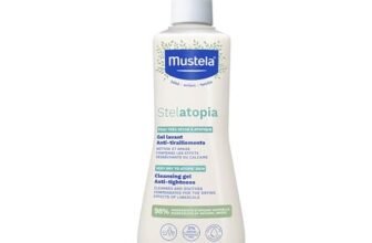 Mustela Stelatopia Gel Detergente per Pelle con Estrema Secchezza o Dermatite Atopica, Corpo e Capelli, Neonati, Bambini, Tutta la Famiglia – Lenisce il Prurito, Senza Profumo (500ml)