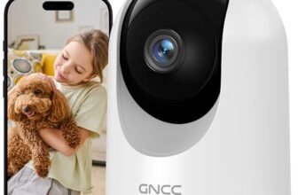 GNCC Telecamera WiFi Interno 2K con notifica Immediata e Rilevamento del Movimento Videocamera Sorveglianza Interno Wifi con Audio Bidirezionale, Rotazione a 360°, Compatibile con Alexa(2,4GHz Wi-Fi)