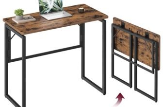 VASAGLE Scrivania per Computer Pieghevole, Piano in Unico Pezzo, Angoli Arrotondati, Tavolo da Ufficio, Camera da Letto Balcone Campeggio, Facile da Montare, 80 x 40 cm, Marrone Vintage LWD151KD01