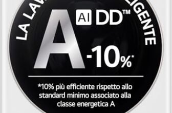 LG AI DD F4R7010TSWG Lavatrice 10 kg Classe A -10%, 1400 Giri, Carica Frontale con Oblò in Vetro Temperato, Funzione TurboWash 360, Vapore su 7 Programmi, Wi-Fi, Libera installazione, Serie R7, Bianca