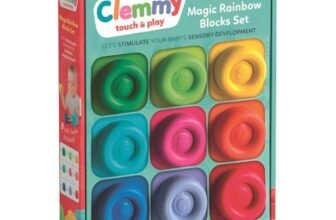 Clementoni Soft Clemmy – Magic Rainbow Blocks Set, 9 Mattoncini Morbidi per Bambini 6+ Mesi, Gioco Prima Infanzia Made in Italy, Lavabili e Atossici, Sviluppo Sensoriale e Manualità, 17604