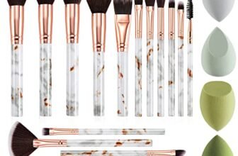 DUAIU – Set di 16 pennelli da trucco professionali per fondotinta, ombretto, correttore, set con 4 spugne per trucco