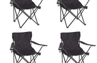 Baroni Home Sedia Campeggio Pieghevole da Esterno Giardino, Seduta Campeggio Impermeabile, Sedia Camping Portatile, Poltroncina da Spiaggia e Pesca con Porta bibite 50x50x80 cm, Set 2 Nero