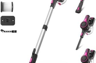 Generico Aspirapolvere Senza Fili Potente, Scopa Elettrica 45 Minuti Spazzola a LED Dust Cup Grande 1,2L, Scopa Elettrica in Piedi da Sola, per tappeti e peli di Animali