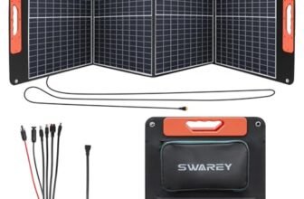 SWAREY 100W Pannello Solare Portatile Pieghevole con Super Funzionalità di Tracciamento dei Raggi di Alta Conversione 23,5% 18W QC3.0 PD60W Type-C DC uscite USB A Per Campeggio Emergenza Tablet Camera