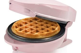 Bestron Waffle Maker, Piastra per waffel mini Ø10 cm, piccola macchina per waffel con rivestimento antiaderente, per compleanni di bambini, feste di famiglia, Pasqua o Natale, 550 watt, colore: rosa