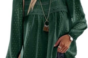 TUUHAW Camicia Donna Manica Lunga Autunno Boho Maniche Lunghe Top con Scollo Rotondo Punto Svizzero Taglie Forti Bluse Elegante T-Shirt Maglietta Casual Maglie con Bordi in Pizzo Verde Bottiglia 3XL