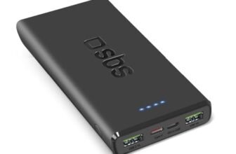 SBS PowerBank 10K FAST, 22.5W Power Delivery, 10.000mAh, Power Bank con Ricarica Rapida, LED di Carica, USB-C, USB-A, Caricabatterie Portatile da Viaggio, Design Compatto, Nero