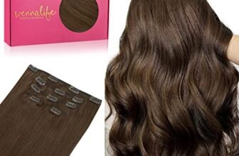 WENNALIFE Extension con clip in capelli veri, 75 g, 5 pezzi, 35 cm, colore marrone cioccolato