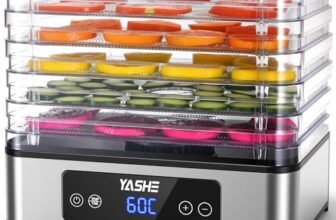 YASHE Essiccatore Alimentare, 5 Vassoi in Acciaio Inox, Timer e Temperatura Regolabili, Flusso d’Aria a 360°, Senza BPA, 400W Essiccatore Frutta e Verdura, Carne, Erbe, Snack per Cani