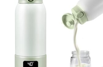 Scaldabiberon Portatile Senza Fili, 500ml, riscaldamento rapido, temperatura regolabile da 37 a 70 gradi, 16000mAh, batteria a lunga durata, Scaldabiberon Portatile per latte materno, latte, acqua