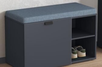 Mai & Mai Panchina Scarpiera con Cuscino, Ripiani Regolabile, Maniglia in Lega di Alluminio, Scarpiera con Seduta Salvaspazio da Ingresso, Corridoio, Antracite opaco, Zitta-01