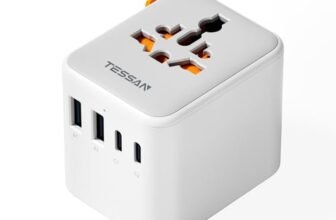 TESSAN Adattatore Universale da Viaggio, Presa Universale da Viaggio con 2 USB C e 2 USB A, Adattatore Spina per Inglese Americana Giappone Australia Tailandia, Presa Internazionale